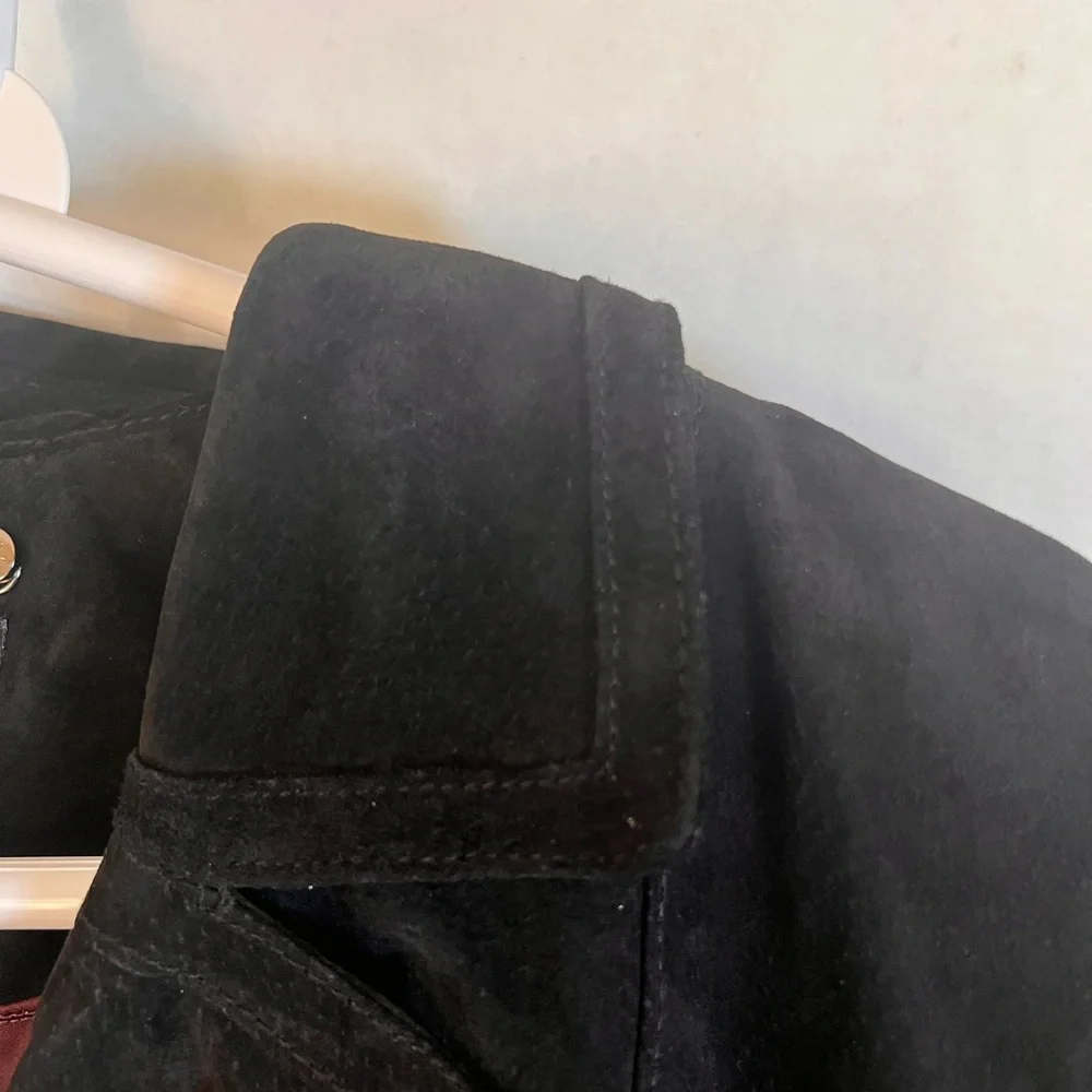 Isaac Mizrahi Black Suede Leather Motto Jacket